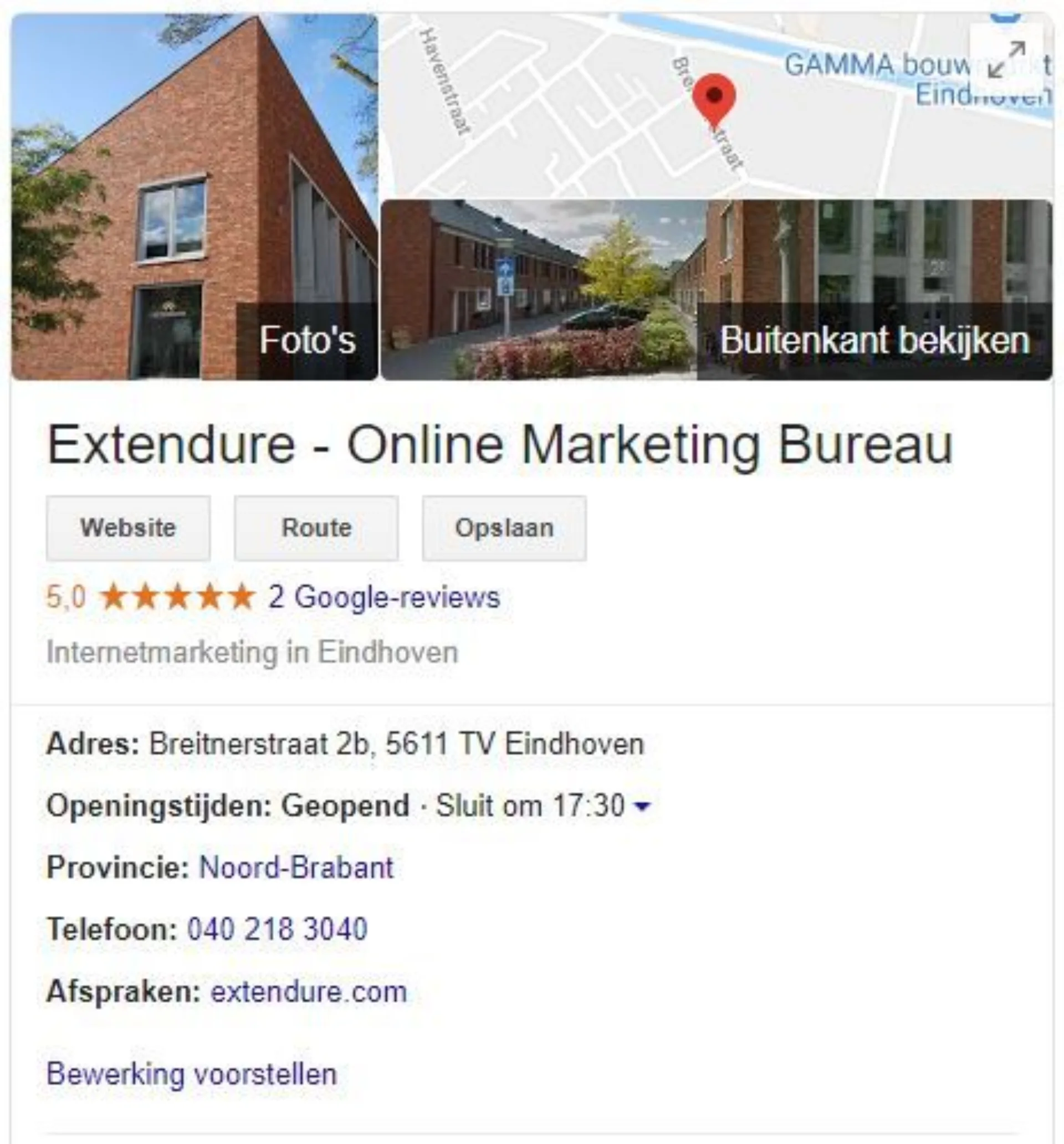 Google mijn bedrijf Extendure 1